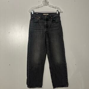 Levi’s Premium Ribcage Straight Ankle 5 Pocket Washed Black Jeans Women’s 27
